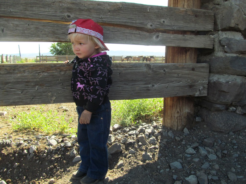 Gazing away from the cavvy, because she's too cool to look at her favorite horse, Shorty.